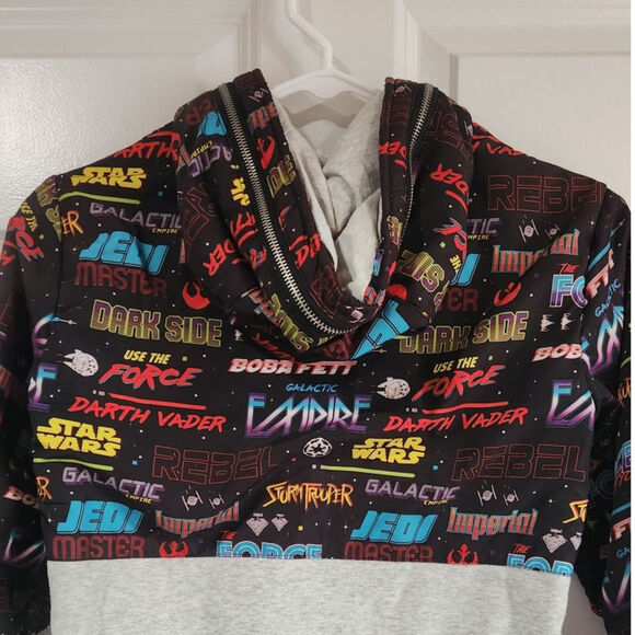 Disney Star Wars Hooded Fleece Full Zip Jacket Sweater Kids 7/8 - Picture 7 of 8